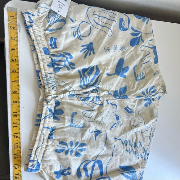 Lucky Brand The Beach Linen Short Blue Coral Print Pants Size S NWT - Picture 8 of 12